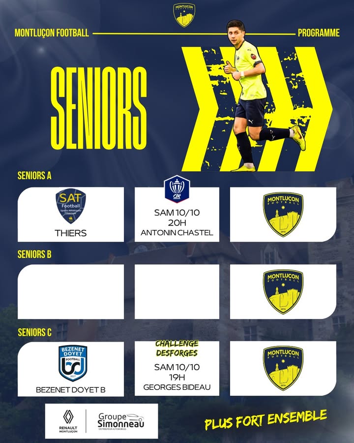 📅 𝗣𝗥𝗢𝗚𝗥𝗔𝗠𝗠𝗘 𝗗𝗨 𝗪𝗘𝗘𝗞-𝗘𝗡𝗗 💙💛 Un nouveau week-end de football se prépare pour les équipes…